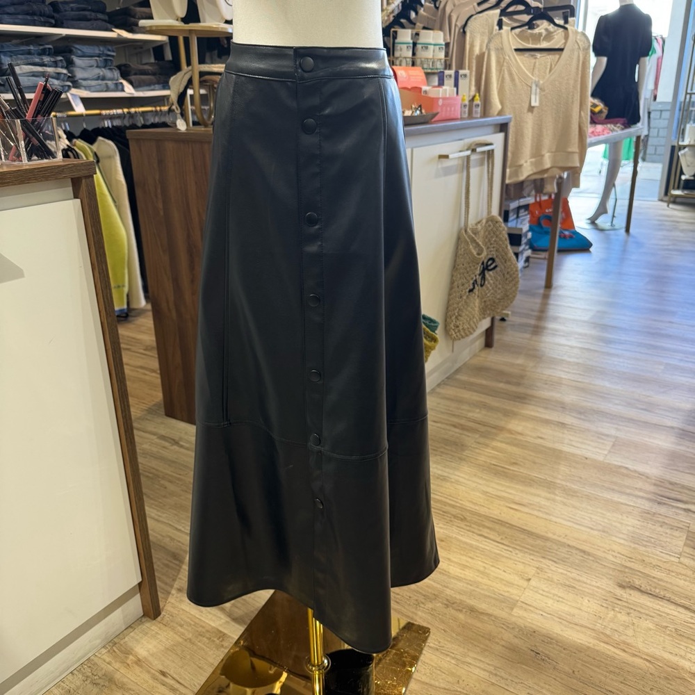 KanCan Black A-Line Leather Skirt
